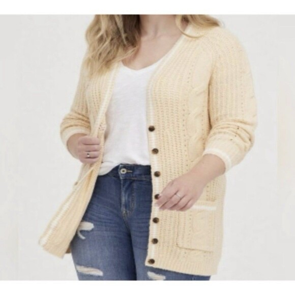 Torrid Cable Knit Tunic Boyfriend Button Up Cardigan Pocket Sweater Plus Size 3X - Picture 1 of 10